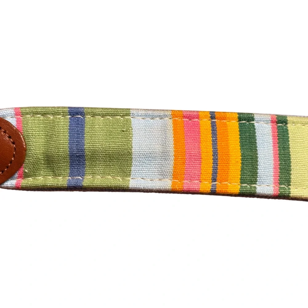 Leather Man Ltd Men's Sz 36 Multi Color Stripe Leather Belt Preppy - Picture 8 of 10